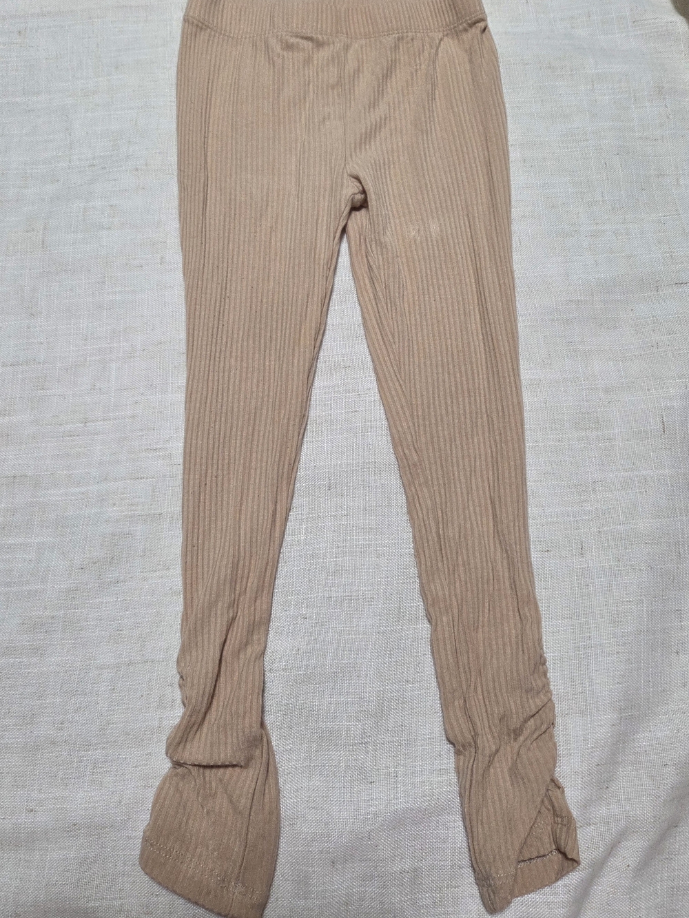 Bums & Roses Kids Ribbed Leggings in Light Tan